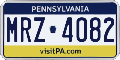 PA license plate MRZ4082