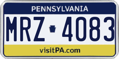 PA license plate MRZ4083