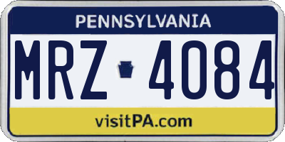 PA license plate MRZ4084