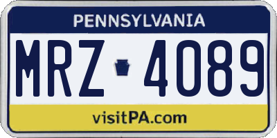 PA license plate MRZ4089