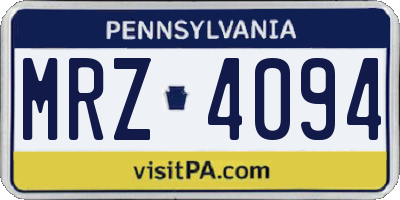 PA license plate MRZ4094