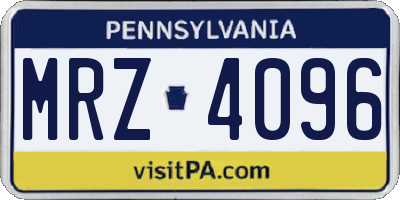 PA license plate MRZ4096