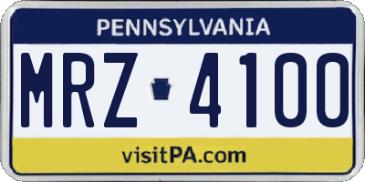 PA license plate MRZ4100