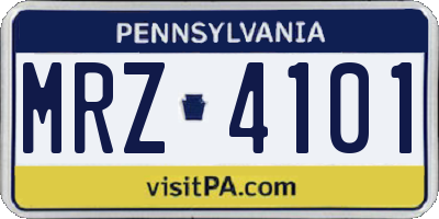 PA license plate MRZ4101