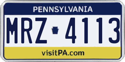 PA license plate MRZ4113