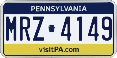 PA license plate MRZ4149