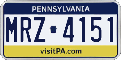 PA license plate MRZ4151