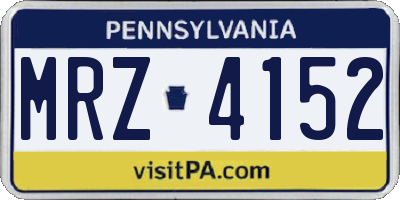 PA license plate MRZ4152