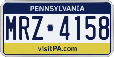PA license plate MRZ4158