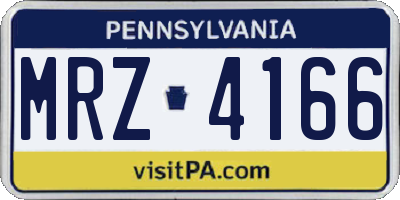 PA license plate MRZ4166