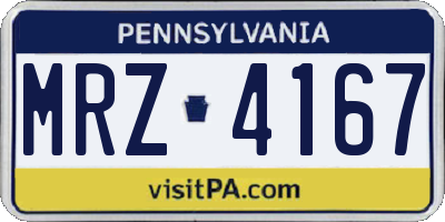 PA license plate MRZ4167