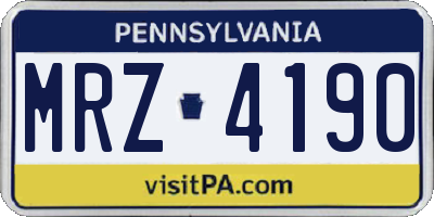 PA license plate MRZ4190