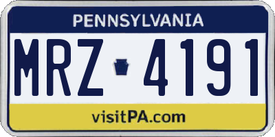 PA license plate MRZ4191