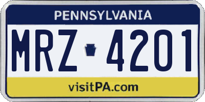 PA license plate MRZ4201