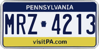 PA license plate MRZ4213