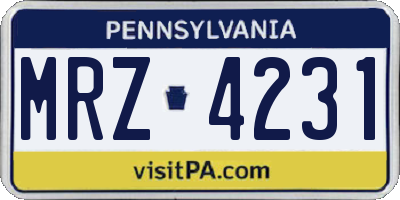 PA license plate MRZ4231