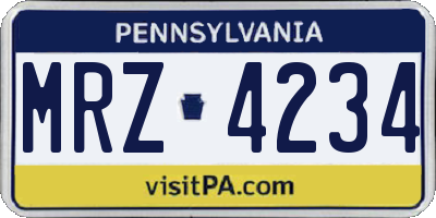 PA license plate MRZ4234