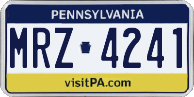 PA license plate MRZ4241