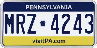 PA license plate MRZ4243