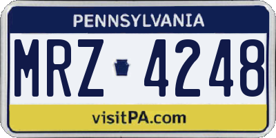 PA license plate MRZ4248