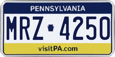 PA license plate MRZ4250