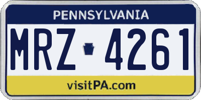 PA license plate MRZ4261