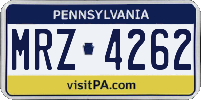 PA license plate MRZ4262