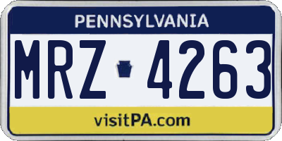 PA license plate MRZ4263