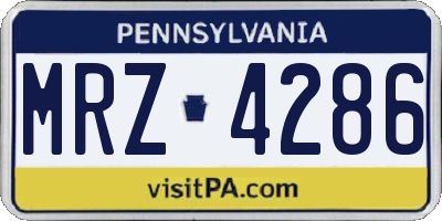 PA license plate MRZ4286