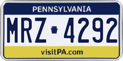 PA license plate MRZ4292