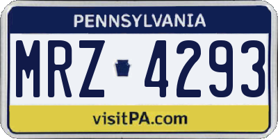 PA license plate MRZ4293