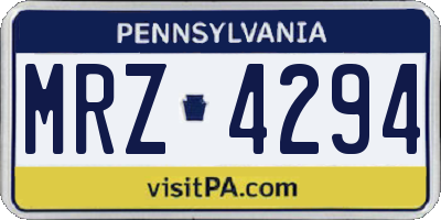 PA license plate MRZ4294