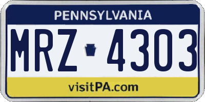 PA license plate MRZ4303