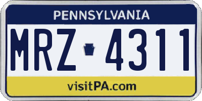 PA license plate MRZ4311