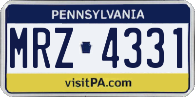 PA license plate MRZ4331