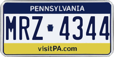 PA license plate MRZ4344