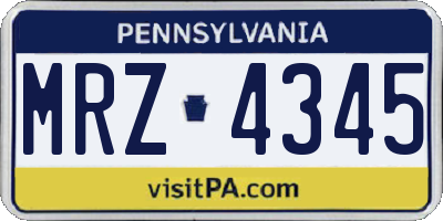 PA license plate MRZ4345