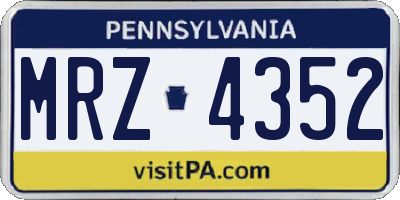 PA license plate MRZ4352