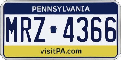 PA license plate MRZ4366