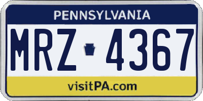PA license plate MRZ4367