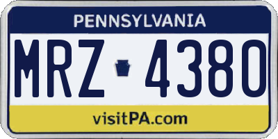PA license plate MRZ4380