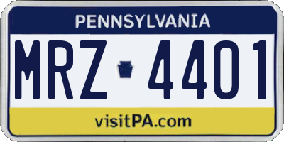PA license plate MRZ4401