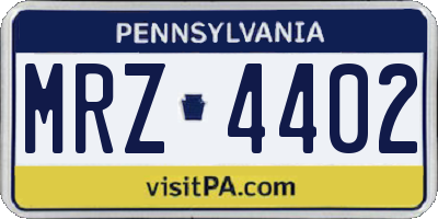 PA license plate MRZ4402