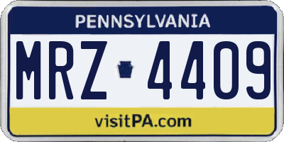 PA license plate MRZ4409