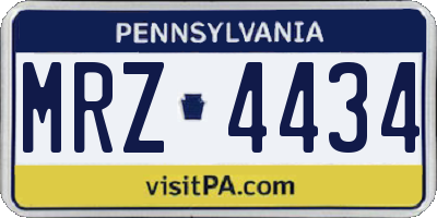 PA license plate MRZ4434