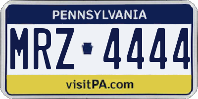 PA license plate MRZ4444