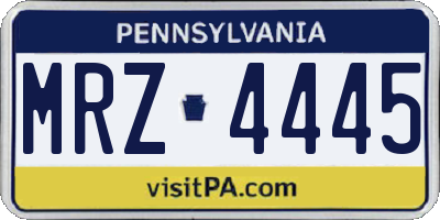 PA license plate MRZ4445