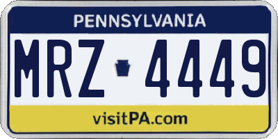 PA license plate MRZ4449