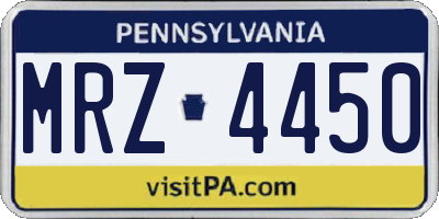 PA license plate MRZ4450
