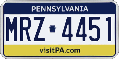 PA license plate MRZ4451